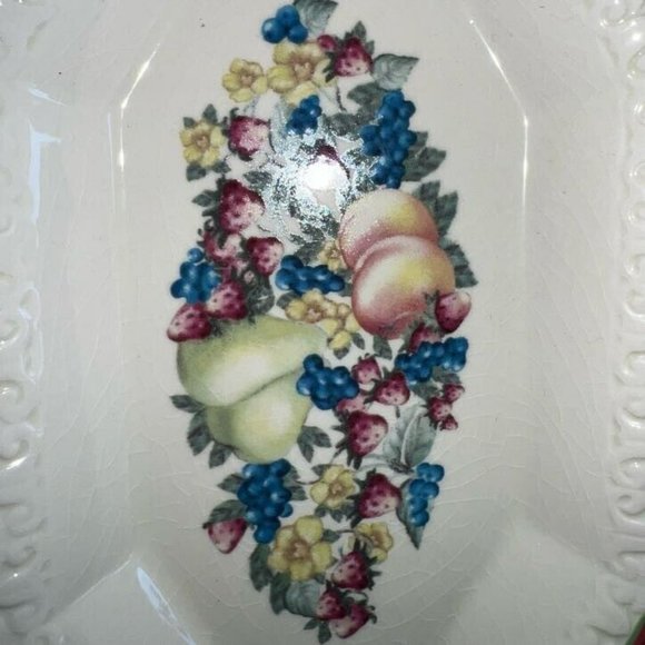 1980's Avon Sweet Country Harvest Spoon Rest Ceramic Fruit Pattern NOS - Picture 4 of 7